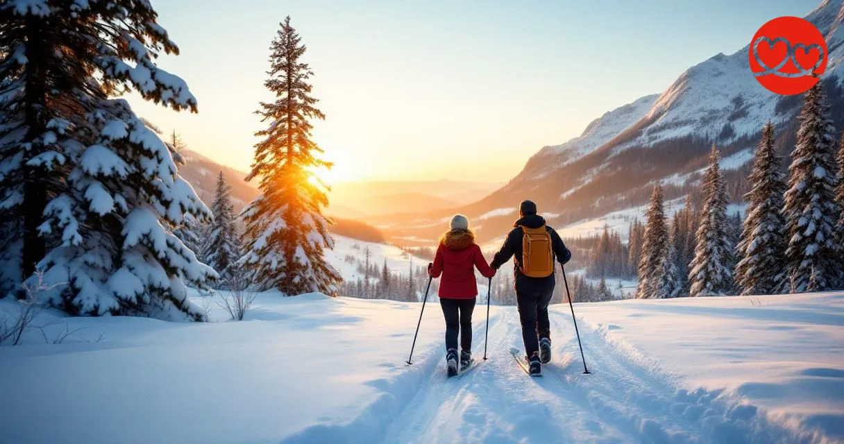 Singles und Dates im Engadin – Paar beim Langlaufen im Engadin