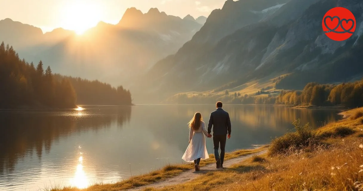 Singles und Dates in Schwyz – Paar am Lauerzersee mit Blick auf die Mythen